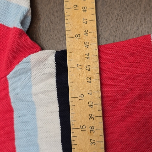 LACOSTE Boys 16 Striped Polo Shirt - Pink / Bright Red, Blue, White - Picture 5 of 7